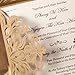 WISHMADE Gold Laser Cut Wedding Invitations Card Envelopes Kit with Hollow Flora Square Lace Pocket for Marriage Engagement Baby Shower Birthday Party (50)