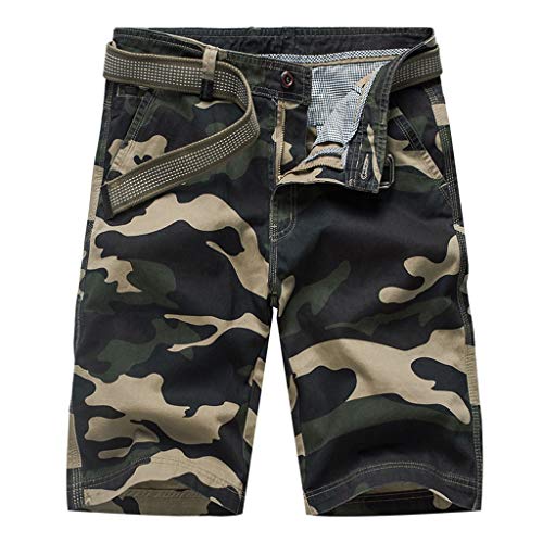 YKARITIANNA Men's Fashion Dungarees Casual Cotton Multi-Pocket Outdoors Work Trouser Cargo Short Pants Army Green