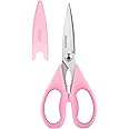 Valentines Day Gifts for Women Mom Wife Her, iBayam All Purpose Kitchen Shears 8.5" Cooking Scissors with Sheath, Pink Kitchen Accessories Household Appliances Home Essentials Kitchen Gadgets Utensils