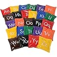 Constructive Playthings Learning with Set of 26, 4 1/2" sq. Alphabet Vinyl Bean Bags with Upper and Lowercase Letters On One Side and Blank On The Other for All Ages
