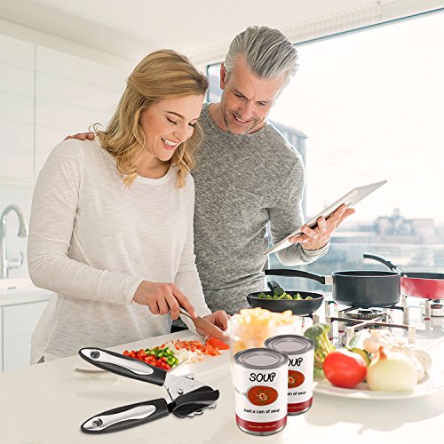 Can Opener, Manual Can Openers Smooth Edge Handheld Openers for Cans Easy Grip Stainless Steel