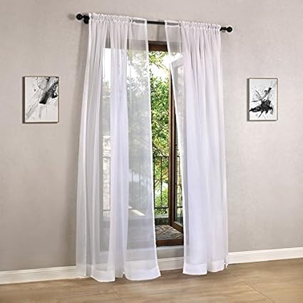 Amazon Com Cheap White Curtains Solid White Tulle Modern
