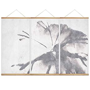 3 Panel Hanging Poster NO Magnetic Wooden Framed, Ink and Zen Home Wall Canvas Prints Decoration Ready to Hang - 18"x36"x3 Panels