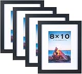 Scholar Tree Black 10x8 Photo Frames Set of 4 Wooden MDF with Passepartout