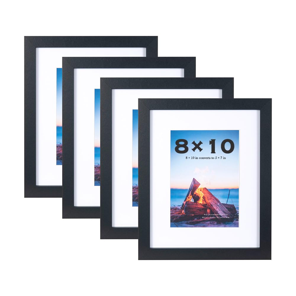 Scholar Tree Black 10x8 Photo Frames Set of 4, Wooden Picture Frames for Freestanding and Wall Mountable…
