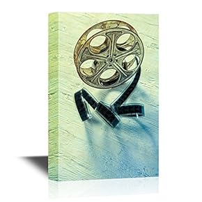 Vintage Filming Equipment Canvas Wall Art - Vintage Projector and The Film - Gallery Wrap Modern Home Art | Ready to Hang - 12x18 inches