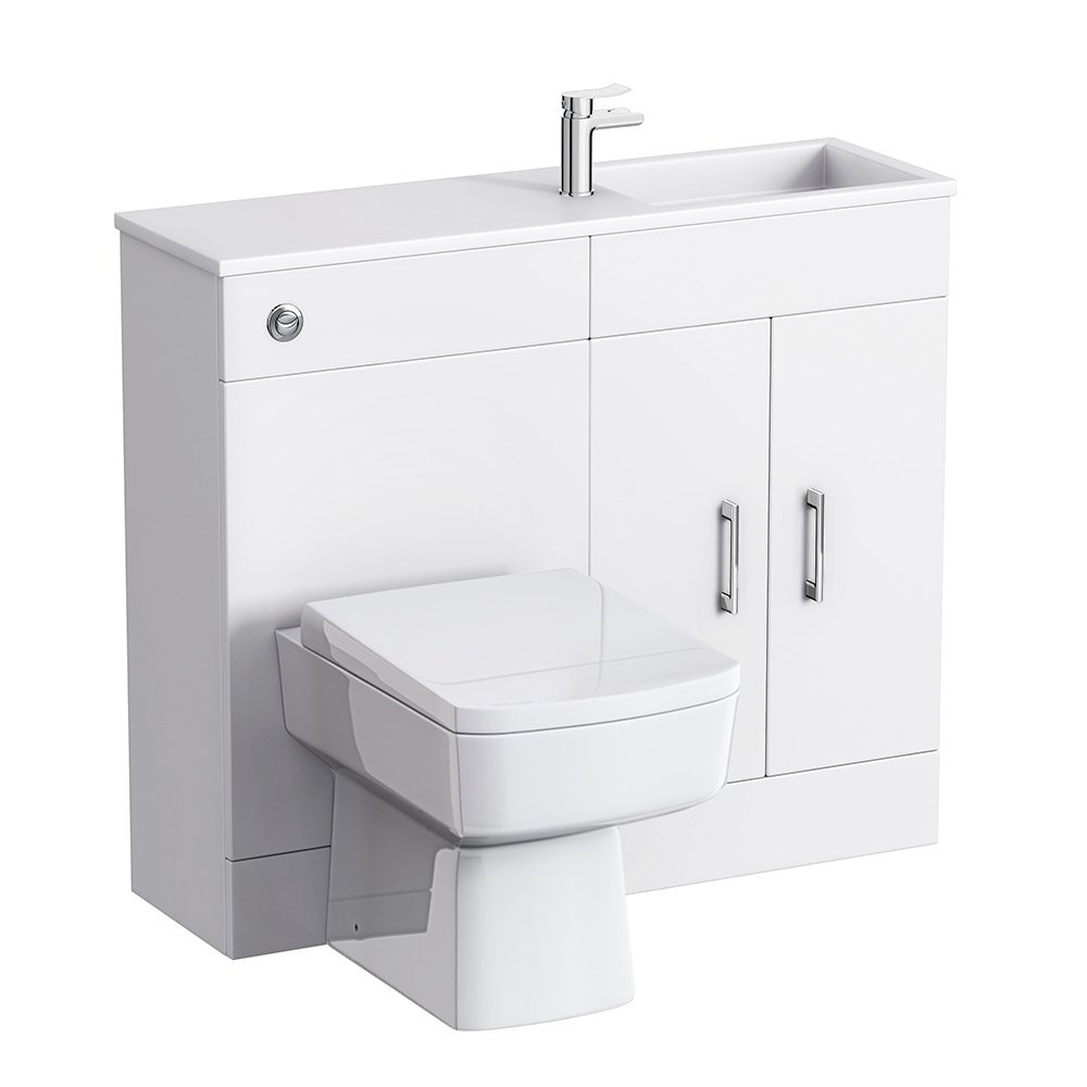 Slimline Combination Basin Toilet Unit White Gloss 1000 x 305mm Amazon