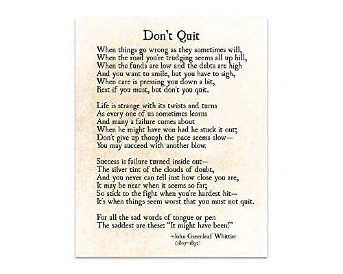 Amazon.com: Don't Quit Poem John Greenleaf Whittier Poetry Art Print