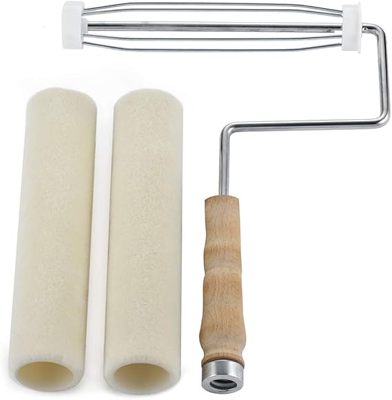 Paint Rollers with Roller Frame, ShedResistant Sheep Wool Roller Naps
