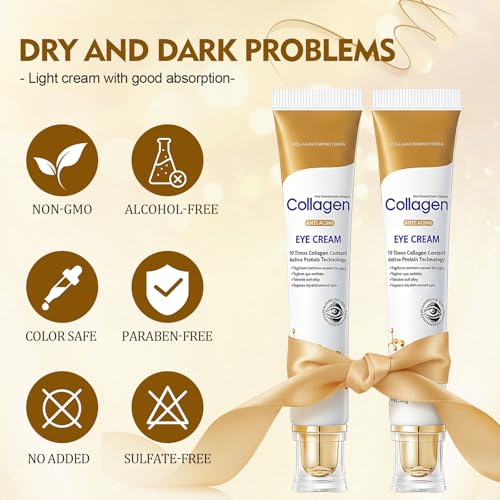 Anti-Wrinkle Eye Contour Cream for Removing Bags and Dark Circles with Collagen, Glycerin and Hyaluronic Acid, Anti-Aging Treatment for Visibly Fresh Eye Contour, 20g