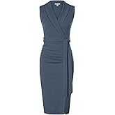 GRACE KARIN Women's Wear to Work Sleeveless Ruched Bodycon Office Pencil Midi Dresses with Belt