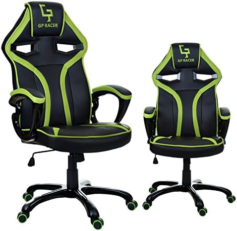 Giosedio GPR GP Racer, Sport Gaming Chair, Office chair, Bucket Seat,Computer Chair, Ergonomic Faux leather Desk chair. (Green)