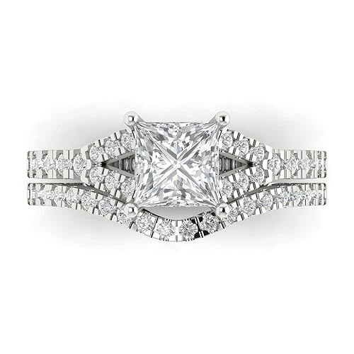 Clara Pucci Princess Cut Solitaire Created White Sapphire