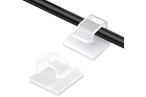 TEZOP 60 Pcs Small Clear Adhesive Cable Clips for Cord Management Under Desk Nightstand Phone PC Charger Plug Speaker Cord Holder Keeper Hook Wall Wire Organizer Car Dash Cam Ethernet Christmas Light