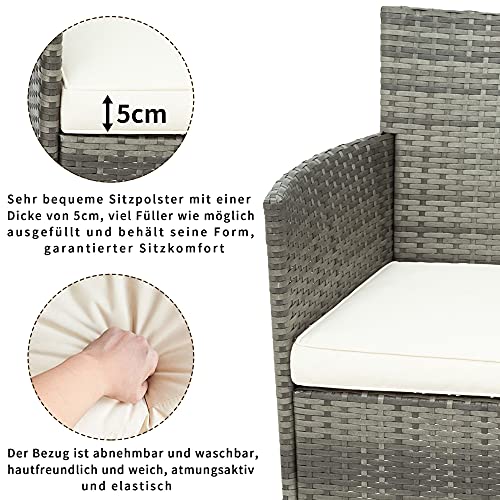 Moimhear Gartenlounge Set, Balkonmöbel Set Iowa Balcony, Polyrattan Balkonmöbel Set 4 Personen, 5tlg, inkl. Sitzkissen… – Bild 5