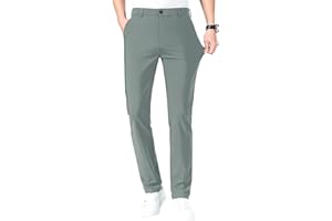 LUSHENUNI Men's Golf Pants Slim High Stretch, Ice Silk Dress Pants with Expandable-Waist Pants
