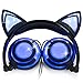 [Upgraded Version]Cat Ear Kids Headphones USB Rechargeable&LED Light Up Foldable Over Ear Headphones Headsets for Girls,Boys,Compatible for iPad,Kids Tablet (New Black)