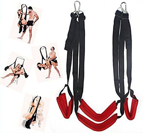360 Spinning Swing for Adult Indoor Play, Including Steel Triangle Frame and Spring for Couples - Holds up to 600 lbs, Red