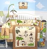 SoHo Curious Monkey Baby Crib Nursery Bedding Set 13 pcs included Diaper Bag with Changing Pad and Bottle Case, Baby & Kids Zone