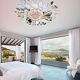 Fashion Leaves Combination Wall Art 3D DIY Acrylic Mirror Wall Sticker for Ceiling Restaurant Sofa Wall Decals Flower Pattern Mirror Effect Stickers Home Decor Decoration (Silver)