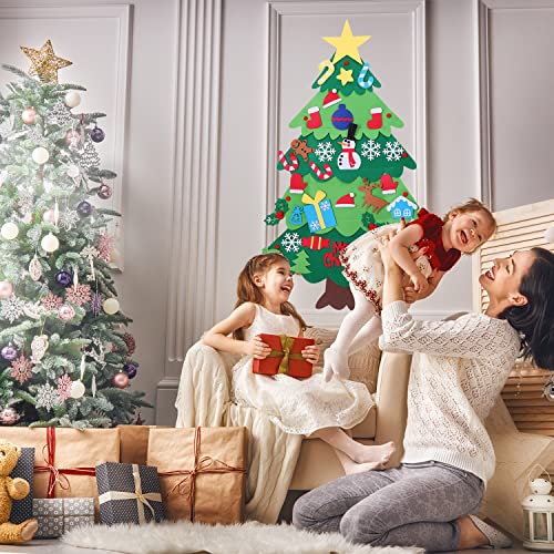 Kids DIY Christmas Tree with 32pcs Detachable Ornaments for Wall & Door Hanging Xmas Gifts for Children Toddler Non Jigsaw Puzzle Home Decorations Toy