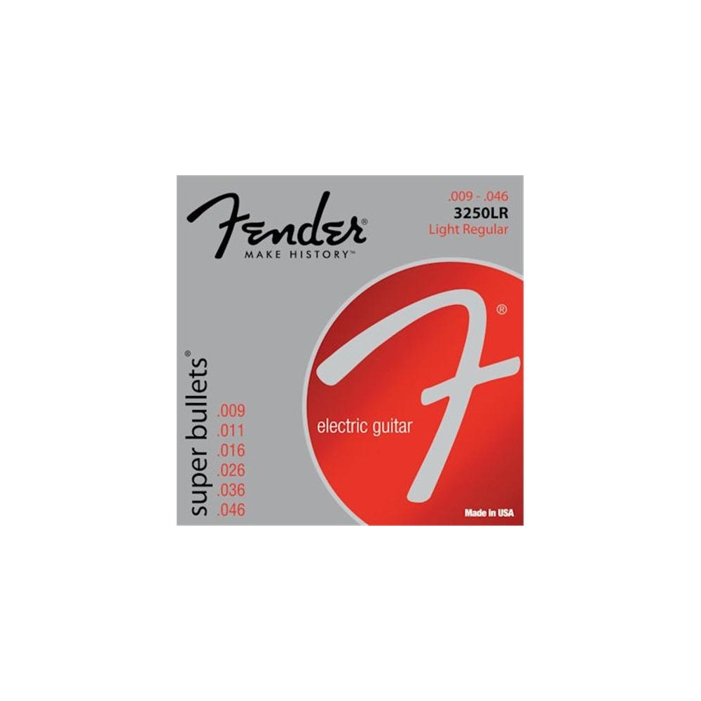 Fender Super Bullet® Strings, Nickel Plated Steel, Bullet End, 3250LR Gauges .009-.046, (6)