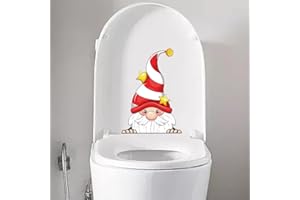 Nouiroy Christmas Gnome Toilet Seat Lid Stickers,Self-Adhesive Gnome Toilet Seat Vinyl Decals DIY Removable Waterproof Toilet Sticker Christmas Decor Decals (Christmas Gnome)