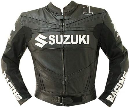Suzuki Mens Motorbike Leather Jacket – Motorcycle Racing CE Protection Armour Biker Gear – Custom Made