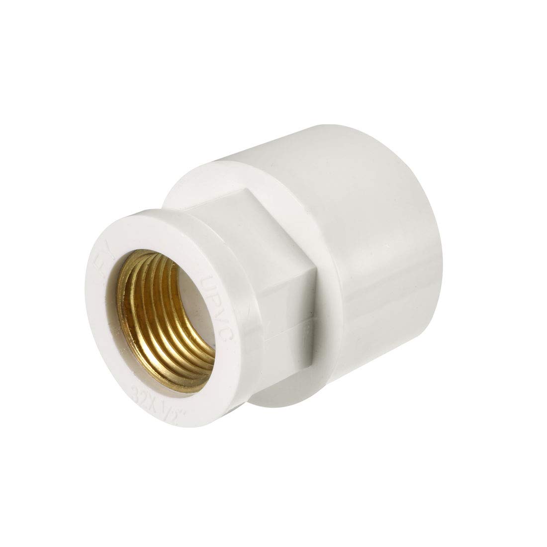 sourcing map 32mm Slip x 1/2 PT Female Brass Thread PVC Pipe Fitting Adapter