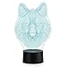 Wolf Head Lamp 3D Lamp LED Night Light Animal Table Lamp Optical Touch Transform 7 Color Lights Birthday Gift Lights Business Gift Lights