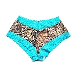 Women's Boyshort Pantie Mossy Oak Breakup Country Camo Aqua Lace in Organza Bag