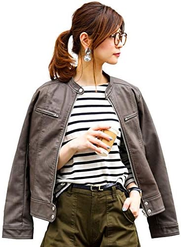 (ファッションレター) FashionLetter ライダース ジャケット レディース フェイク エコレザー バイカーブルゾン アウター y042