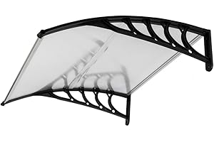 Imseigo 40"x 40" Polycarbonate Window Door Awning Canopy,Front Door Outdoor Awning Canopy UV Rain Snow Protection Hollow Sheet (40"x 40", Transparent with Black Bracket)