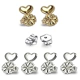 AmzonBasics - Original Magic Earring Lifters ❤ 3 Pairs of Adjustable Earring Lifts (2 Pair of Sterling Silver and 1 Pair of 18K Gold Plated) + Bonus 1 Pair Sterling Earring Backs
