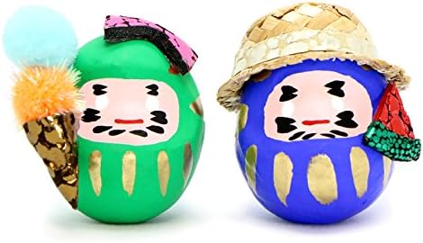 omnes Pop’n Daruma -Mini- (Pair Set) Japanese Daruma doll Kawaii, Summer (Ice Cream & Water Melon)