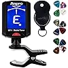 Anpro JT-10 Clip-On Digital Tuner Stimmer + 12 x Plektrum Plektron Picks mit 3 verschiedene Stärken + 1 x Pickholder, Plektrumhalter für Gitarre, Violine, Ukulele, Chromatisches Stimmgerät