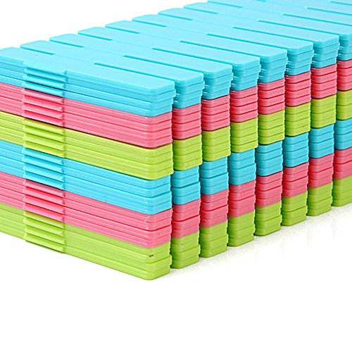 Ozzptuu 8PCS Plastic Grid Drawer Divider Thickening Household Drawer Storage Organizer for Makeup Socks Underwear Scarves (Blue) - Thumbnail 4