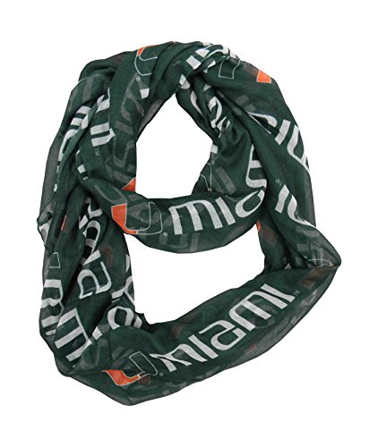 NCAA Miami Hurricanes Sheer Infinity Scarf, One Size, Green