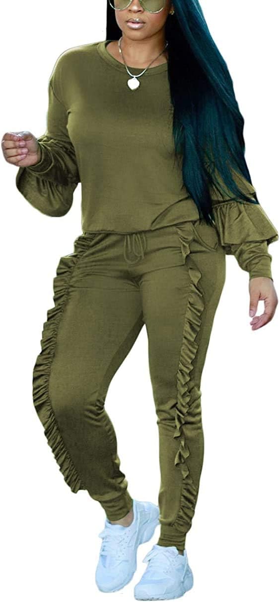 QCHENG Plus Sweatsuits for Women 2PC Striped Long Sleeve Pullover Sweatshirt Long Sweatpants Tracksuits Sweatsuits Set