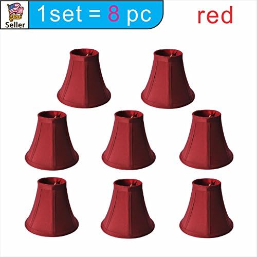Premium Quality 8-Pack Mini Bell Lamp Shade Lampshade 5"H Clip On Style (8pcs) For Chandeliers Wall Sconces Accent Lamps Beautiful Lighting Decor Red Color