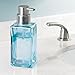 mDesign Glass Foaming Soap Dispenser Pumps - Set of 2, Blue/Brushed, Clear/Brushed