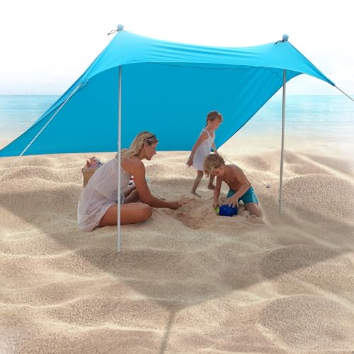 JAICOM Beach Tent, 7ft x 7ft Portable Sun Shade, UV Protection UPF 50+, Suitable for Shade on the Beach, Camping, Fishing and Patio