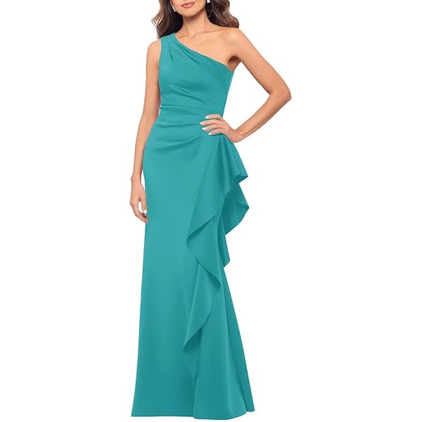 Amazon.com: Xscape Women's One-Shoulder Gown with Cascading