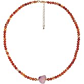 Lightock 4mm Crystals and Gemstones Beaded Choker Necklace Raw Amethyst Necklaces for Women Men Trendy Balance Energy Protection Unisex Jewelry