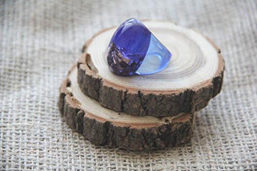 Denim Resin Ring with Copper Flakes, Geometric Resin Ring, Modern Material Ring,Blue Ring, Unique Epoxy Ring, Anniversary Gift For Her