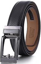 Marino Men&rsquo;s Genuine Leather Ratchet Dress Belt with Open Linxx Buckle, Enclosed in an Elegant Gift Box - Black - Style 162 - Custom: Up to 44
