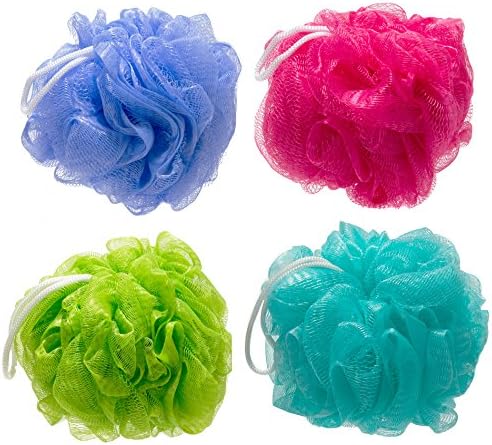 The Miracle Shop 4-Pack Mesh Pouf Bath Sponge Eco-Friendly Quality Mesh Shower Sponge