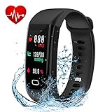 Letuboner Fitness Tracker with Heart Rate Monitor,Color Screen Activity Tracker,IP68 Waterproof Smart Wristband Pedometer (black)