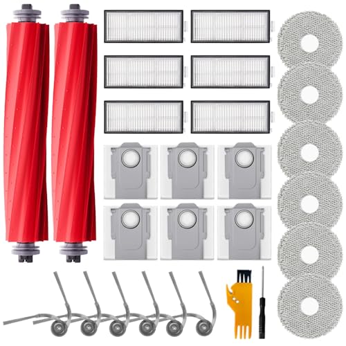 Homruich 28 Pieces Accessories for Roborock QV 35A / QV 35S / QR 798 / QR 598 Robots, 2 Main Brushes, 6 Towels, 6 Filters, 6 Dust Bags, 6 Side Brushes, 2 Cleaning Tools