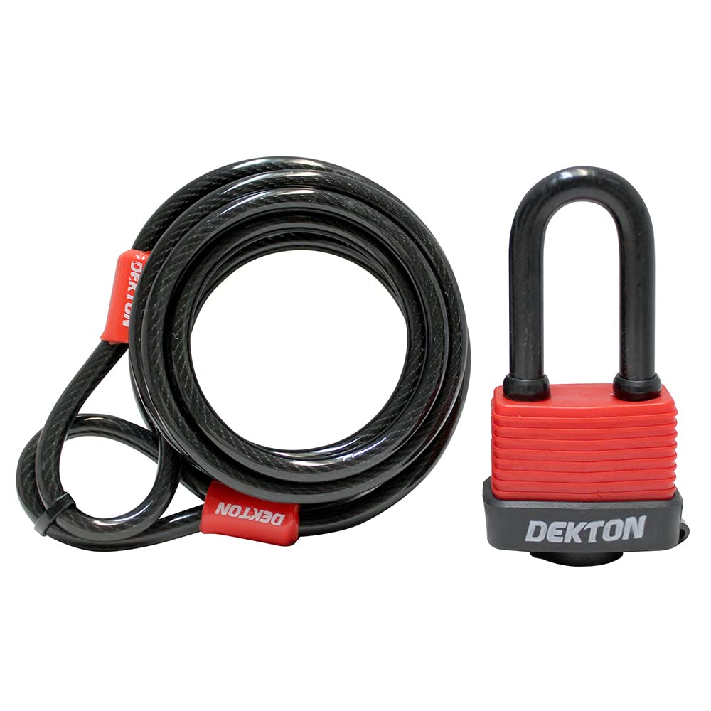 Dekton 2.5M x 8MM Flexible Steel Cable & 50MM Padlock Set | Heavy Duty Cable with PVC Coating | Includes Padlock | Secure Locking with 2 Keys | Ideal for Gates, Bikes & Security Needs
